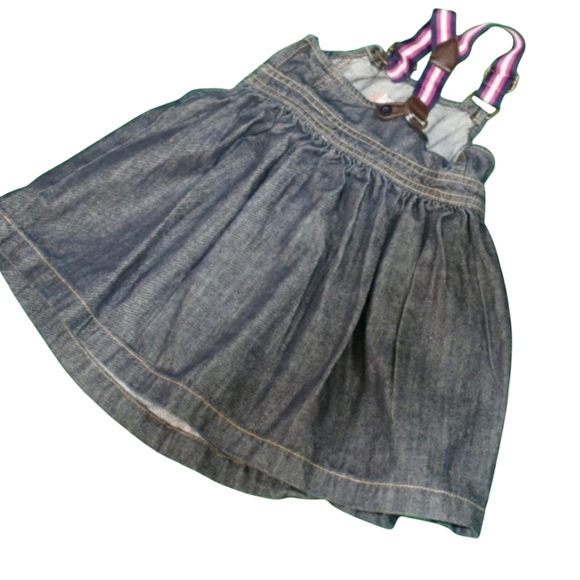 Rocawear Toddler Denim Dress with Pink and White Straps Size 3T - Picture 2 of 4
